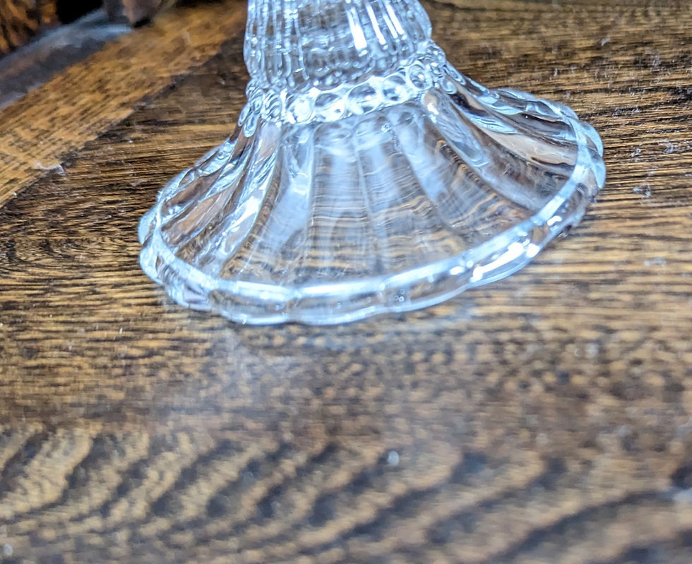 Thumbnail: Glass Cake Pedestal Stand Beaded Edges 4x7 Vintage