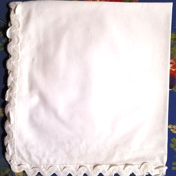 White Napkins Ric Rac Trim Set of Twelve 16 x 16 Cotton