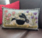 Lisa Hilliker Spring Bunny Hook Pillow 12X20in Flowers and Checker Border