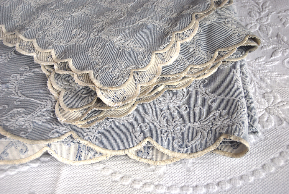 Thumbnail: Matelasse King Cover and Shams Blue White Portugal