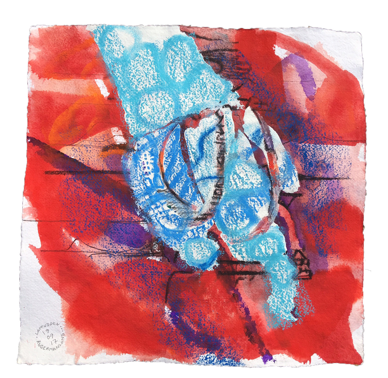 Akvarelbillede Nr. 172, Akvarel, 50 X 50 cm