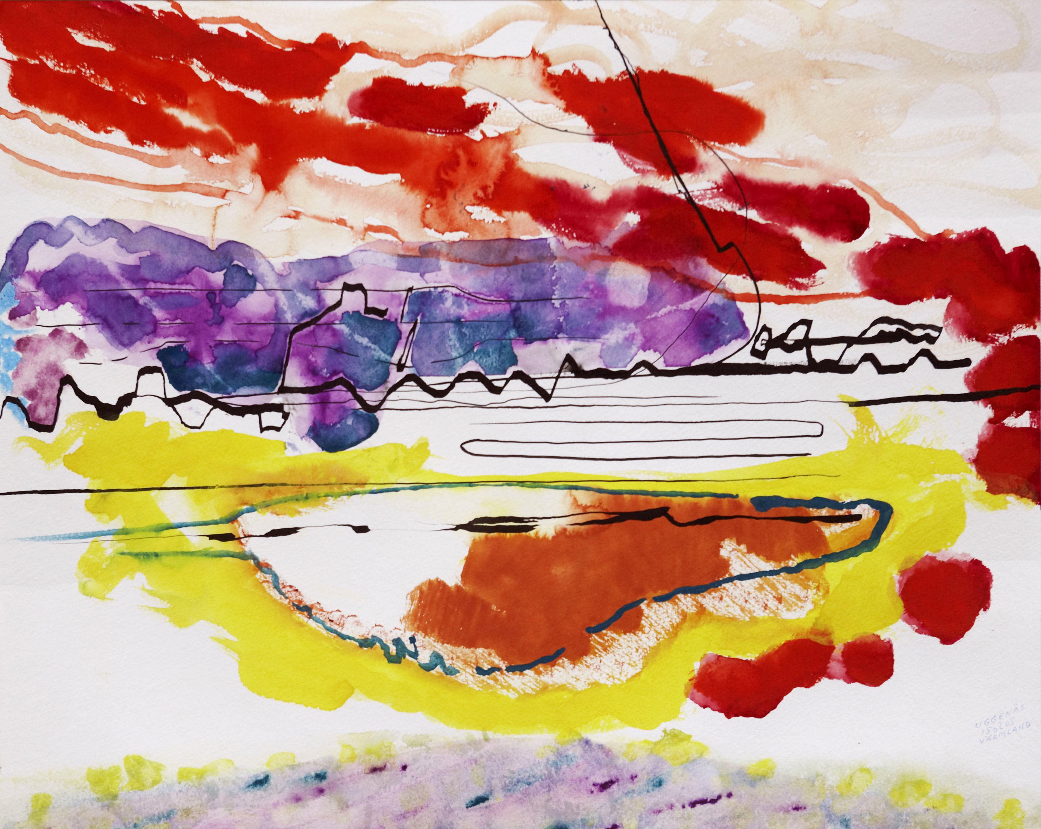 Akvarelbillede Nr. 133, Akvarel, 55 x 75 cm