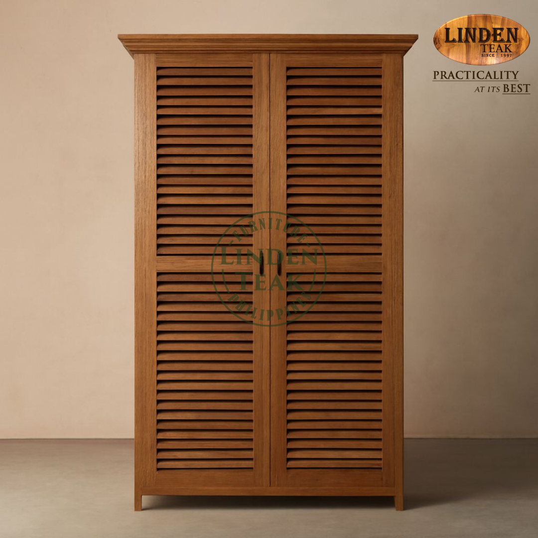 Handcrafted Solid Teak Wood Armoire Wardrobe Furniture