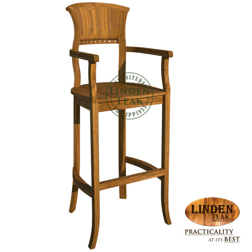 Handcrafted Solid Teak Wood Kipas Bar Chair with Arm Furniture Main