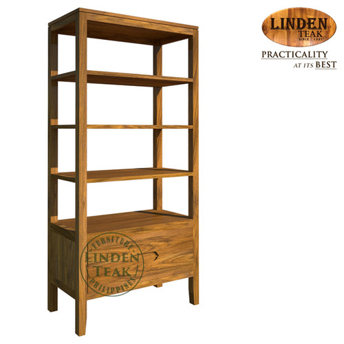 Handcrafted Solid Teak Wood Shelf with Drawers Furniture Main