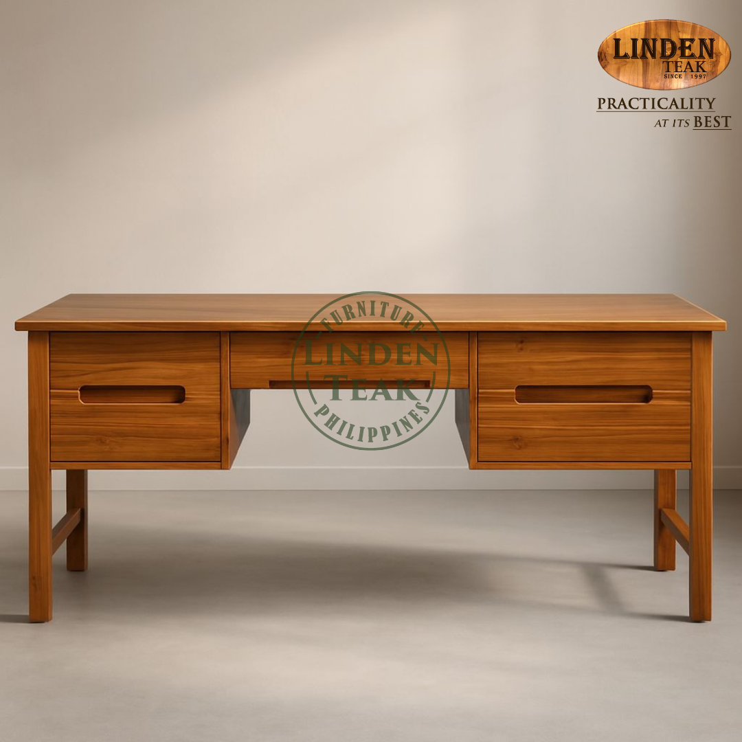 Handcrafted Solid Teak Wood Athena Office Table Furniture