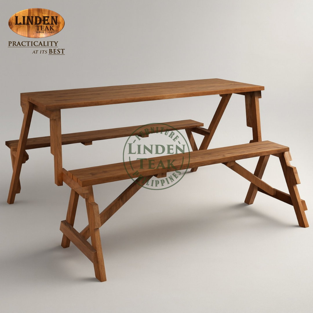 Handcrafted Solid Teak Wood ECO Convertible Picnic Table  Furniture
