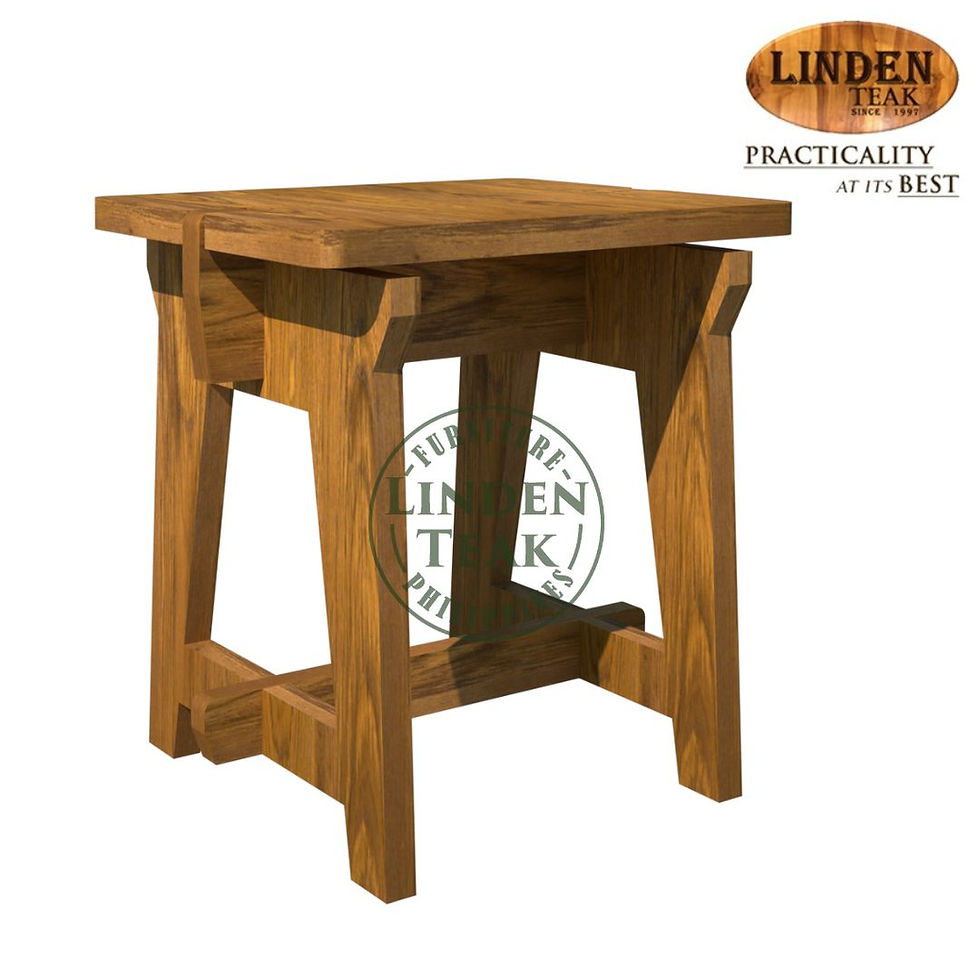Handcrafted Solid Teak Wood FP Rectangular Stool | Main