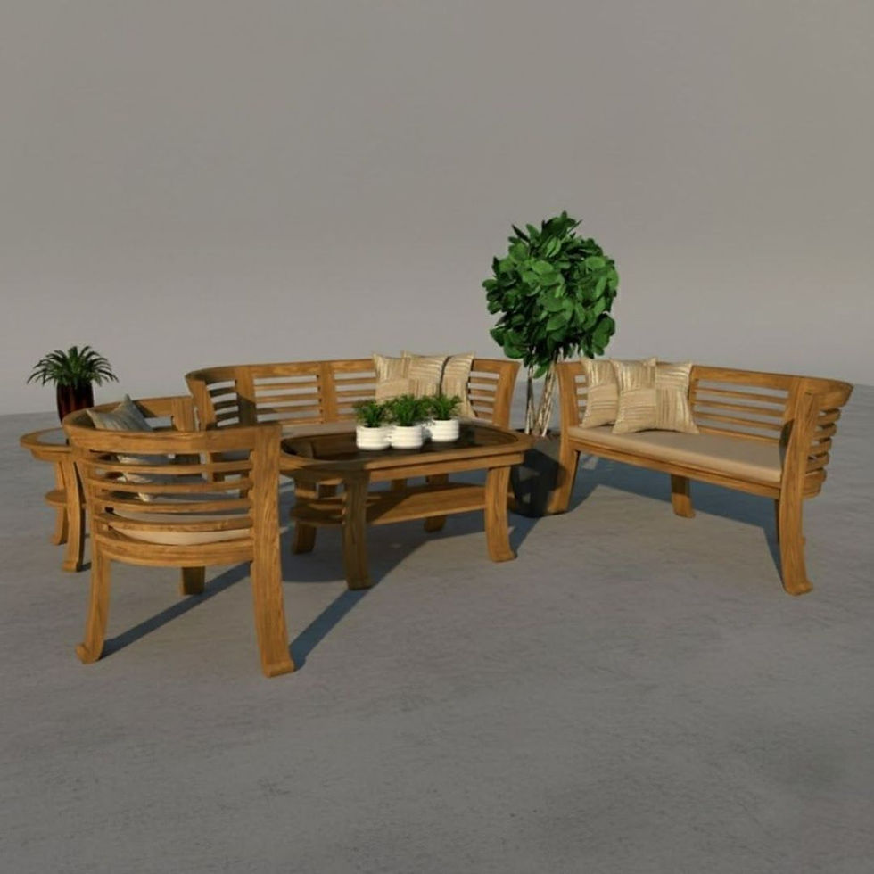 Thumbnail: Handcrafted Solid Teak Wood Chantik Sofa Set Furniture