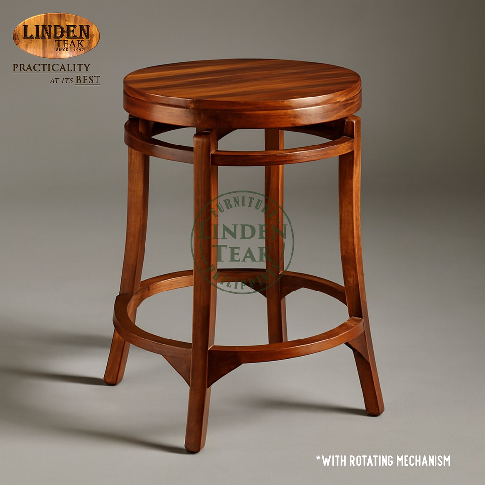 Handcrafted Solid Teak Wood Rotating Bar Stool