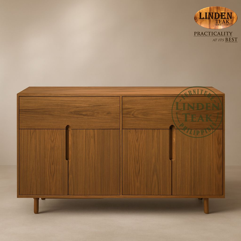 Handcrafted Solid Teak Wood Double Nite Buffet Table Furniture