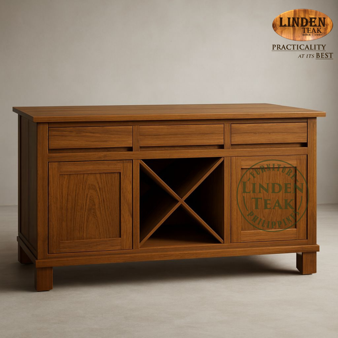 Handcrafted Solid Teak Wood White Buffet Furniture