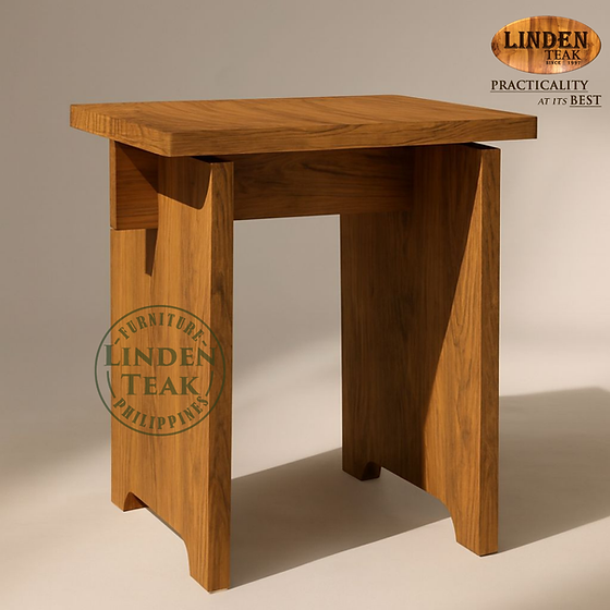 手作りの無垢チーク材製長方形ブロックスツール | Linden Teak