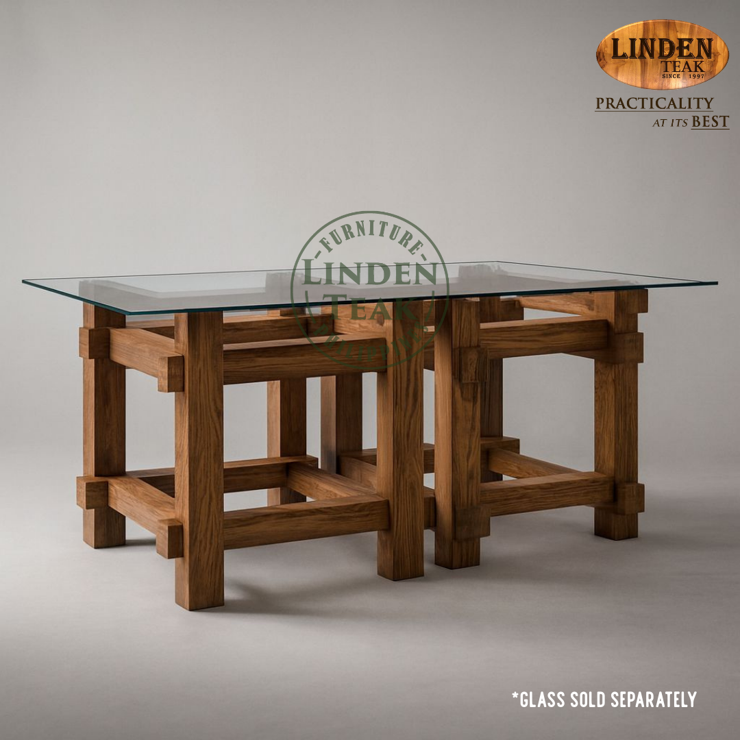 Handcrafted Solid Teak Wood FP 12-slot Double Base Accent Table