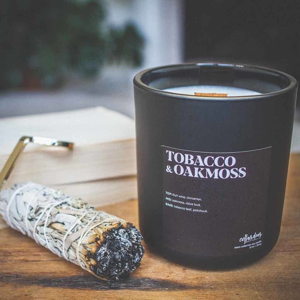 Cellar Door Bath Supply Co. - Tobacco & Oakmoss - 13 oz Wood Wick Soy Candle