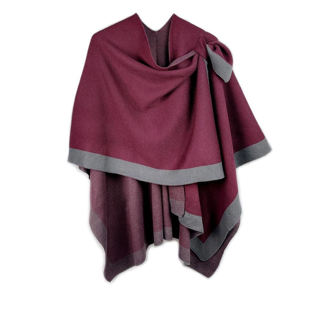 Fashion City - Women's Two Tone Ruana with Shoulder Strap