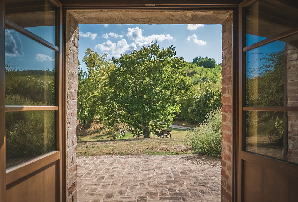 stepping through a door