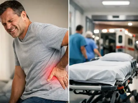 un hombre sufriendo un colico renal