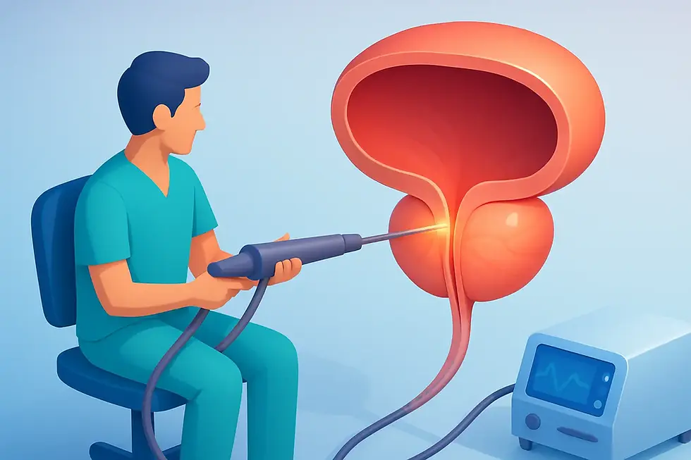 una prostata trabajada con laser