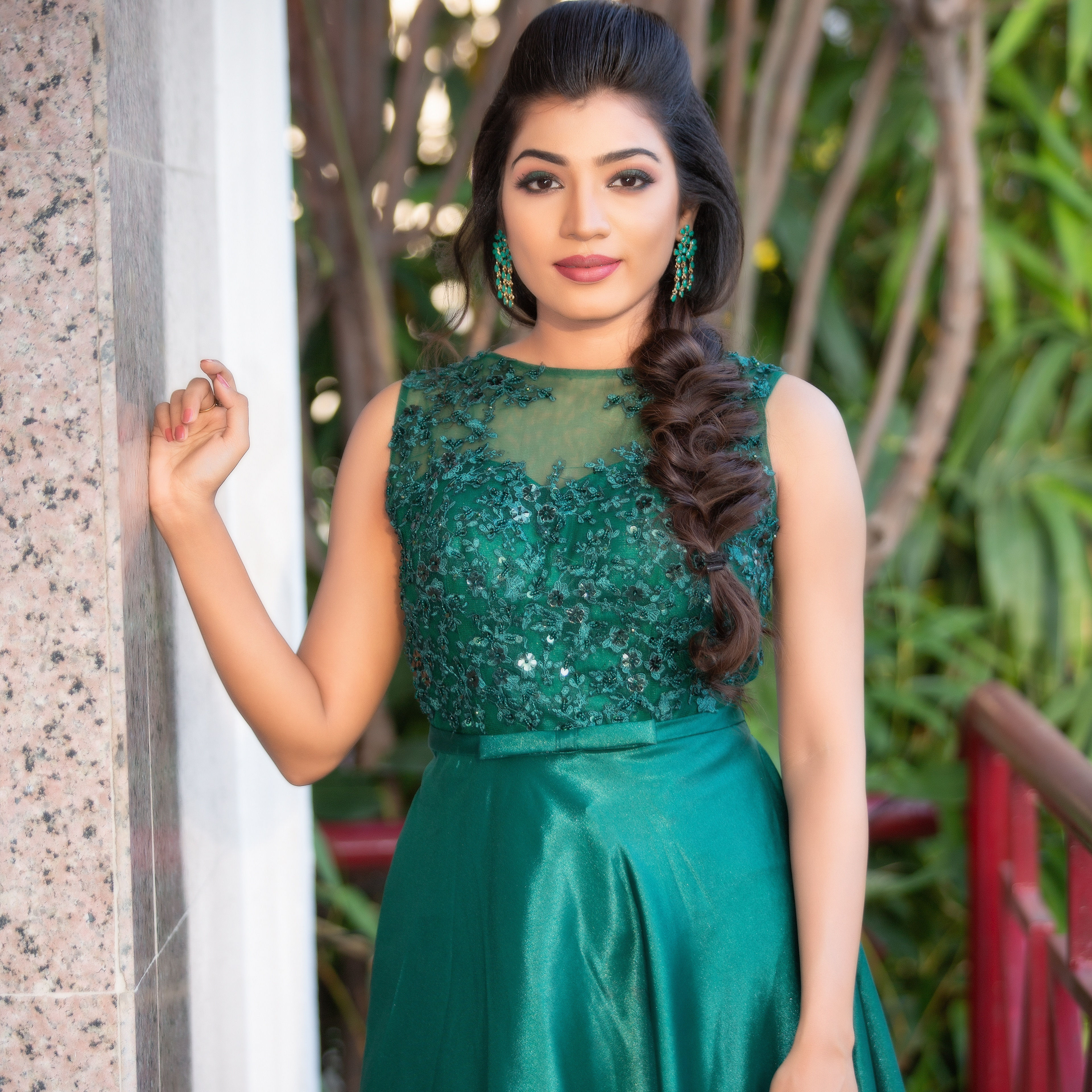 Green Satin Bridesmaid Gown