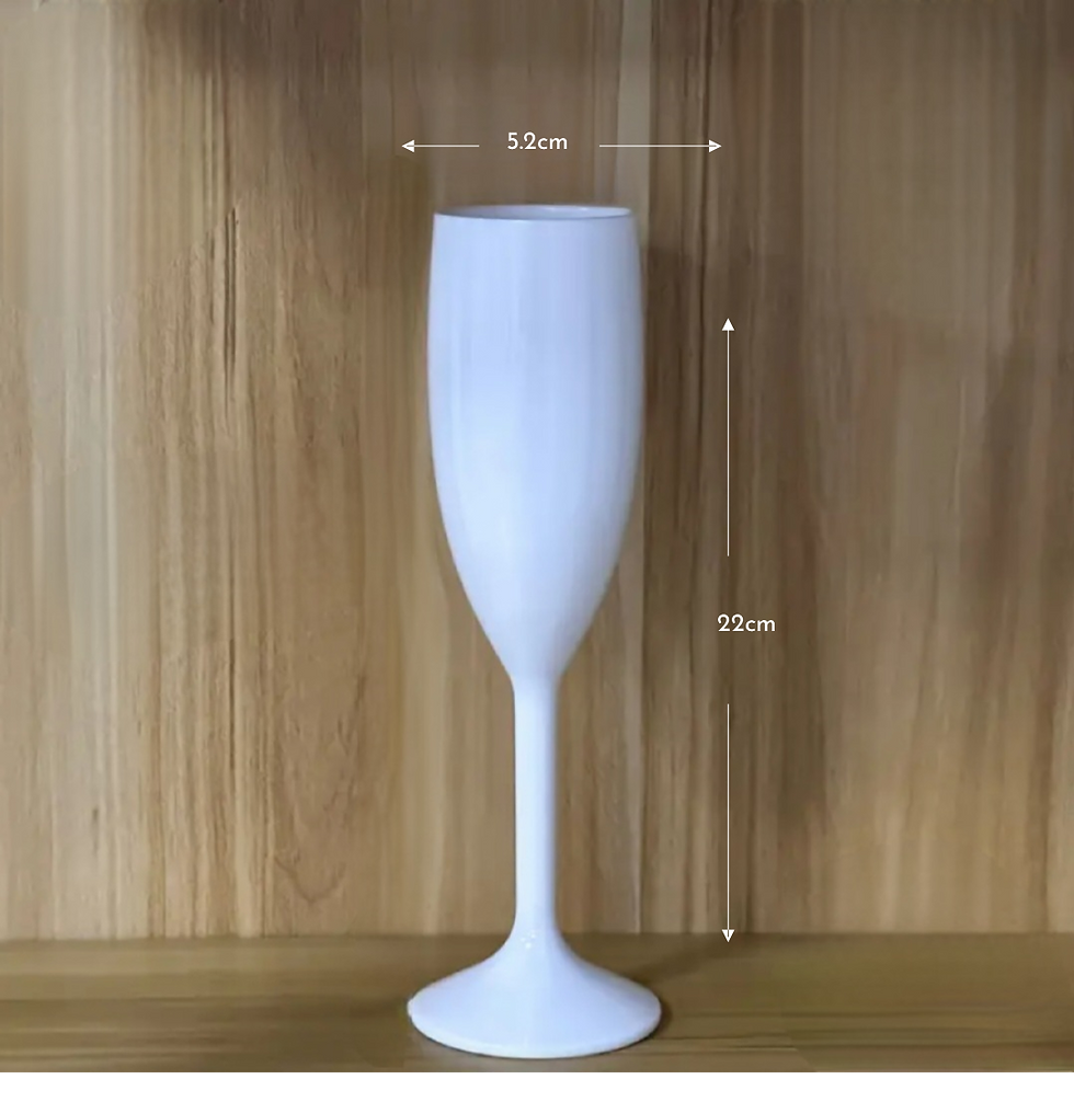 This image shows the size of the Champagne Flute the Vinyl's have been applied to.
