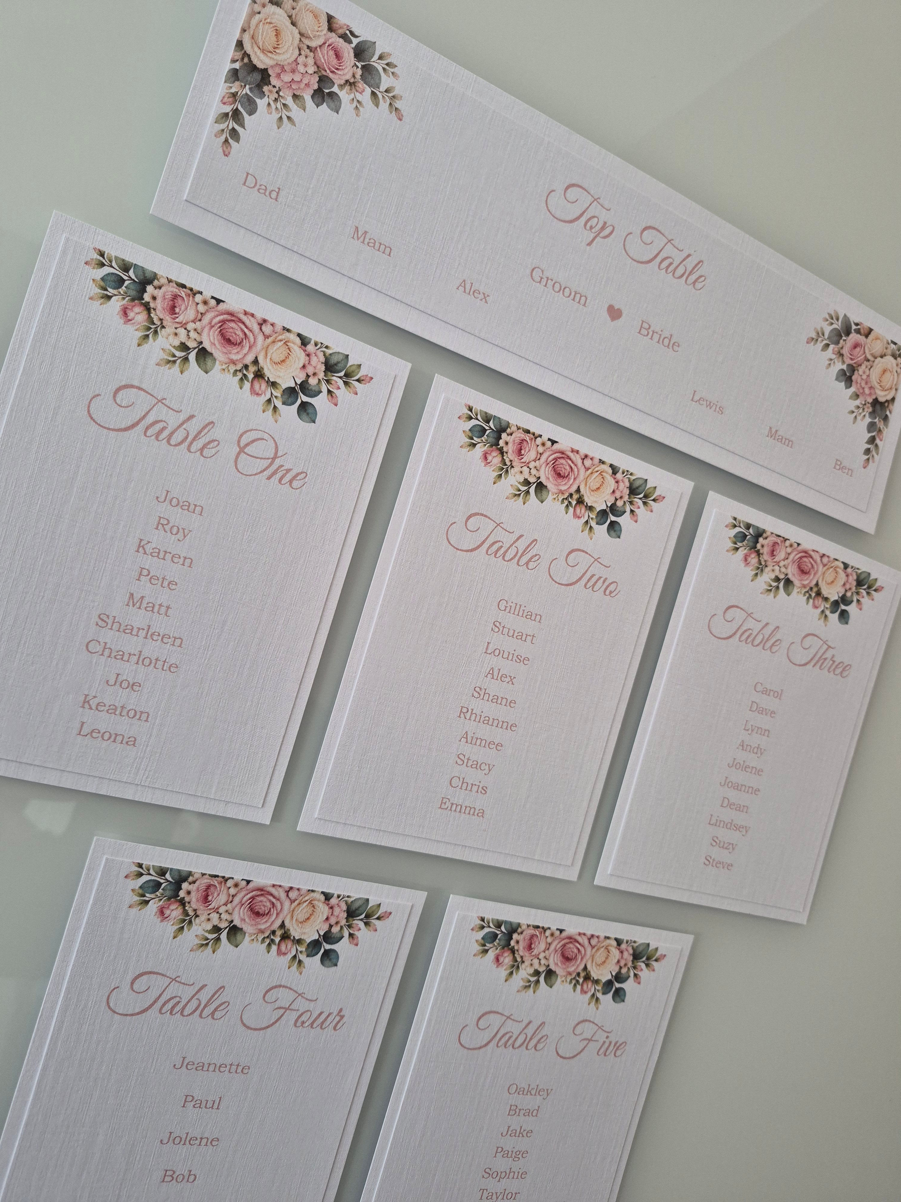 Cherished Moments Design Table Plan Cards.
