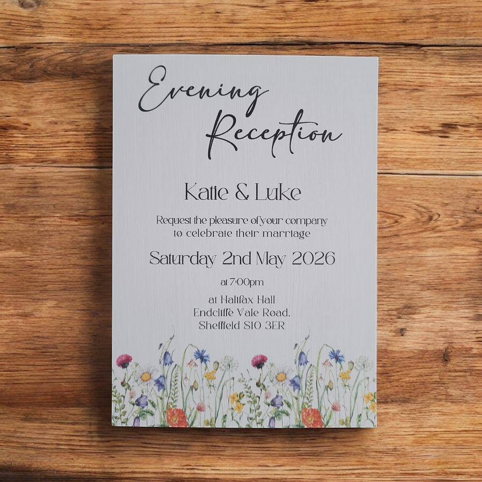 Thumbnail: This image shows the standard postcard Wildflower Design evening Invitation.