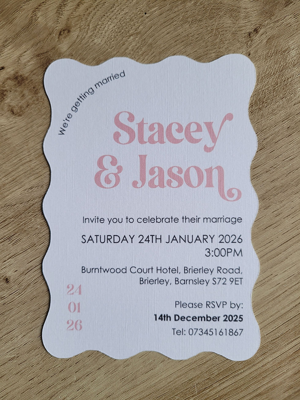 Scalloped Edge Invitation with pink accents.