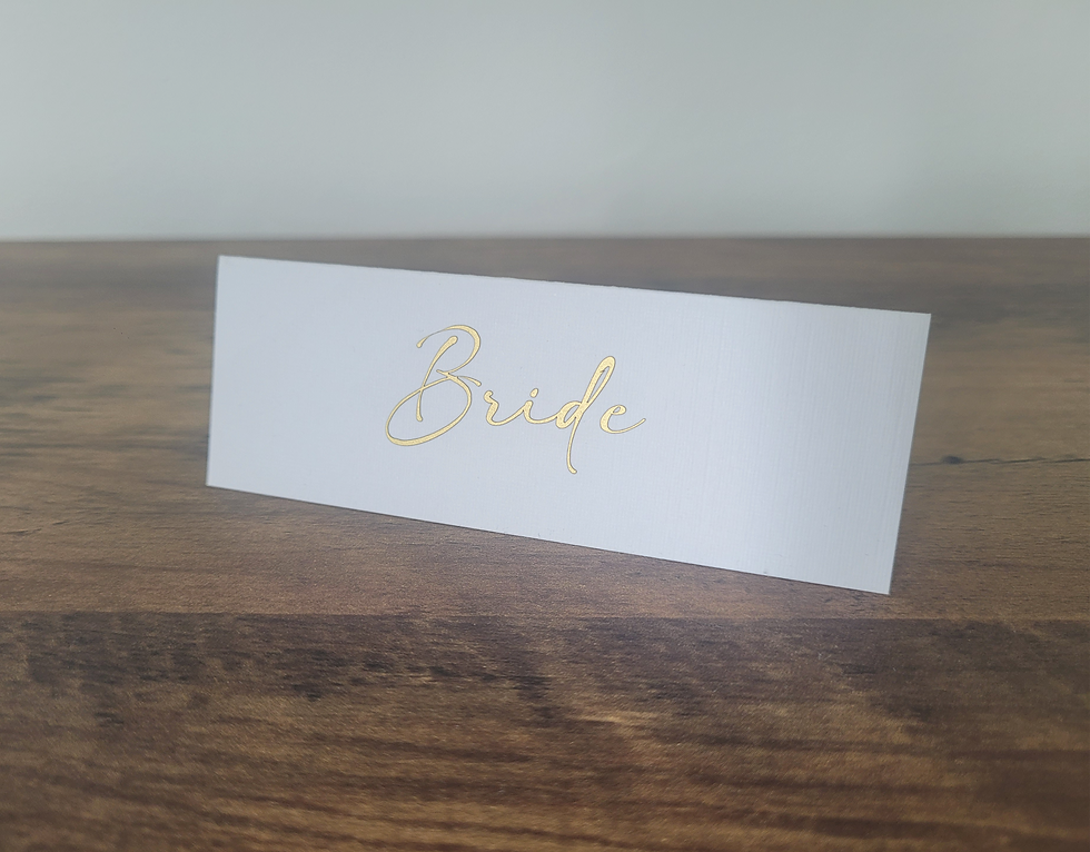 Thumbnail: Contemporary Design Name Place Cards with Gold Vinyl.