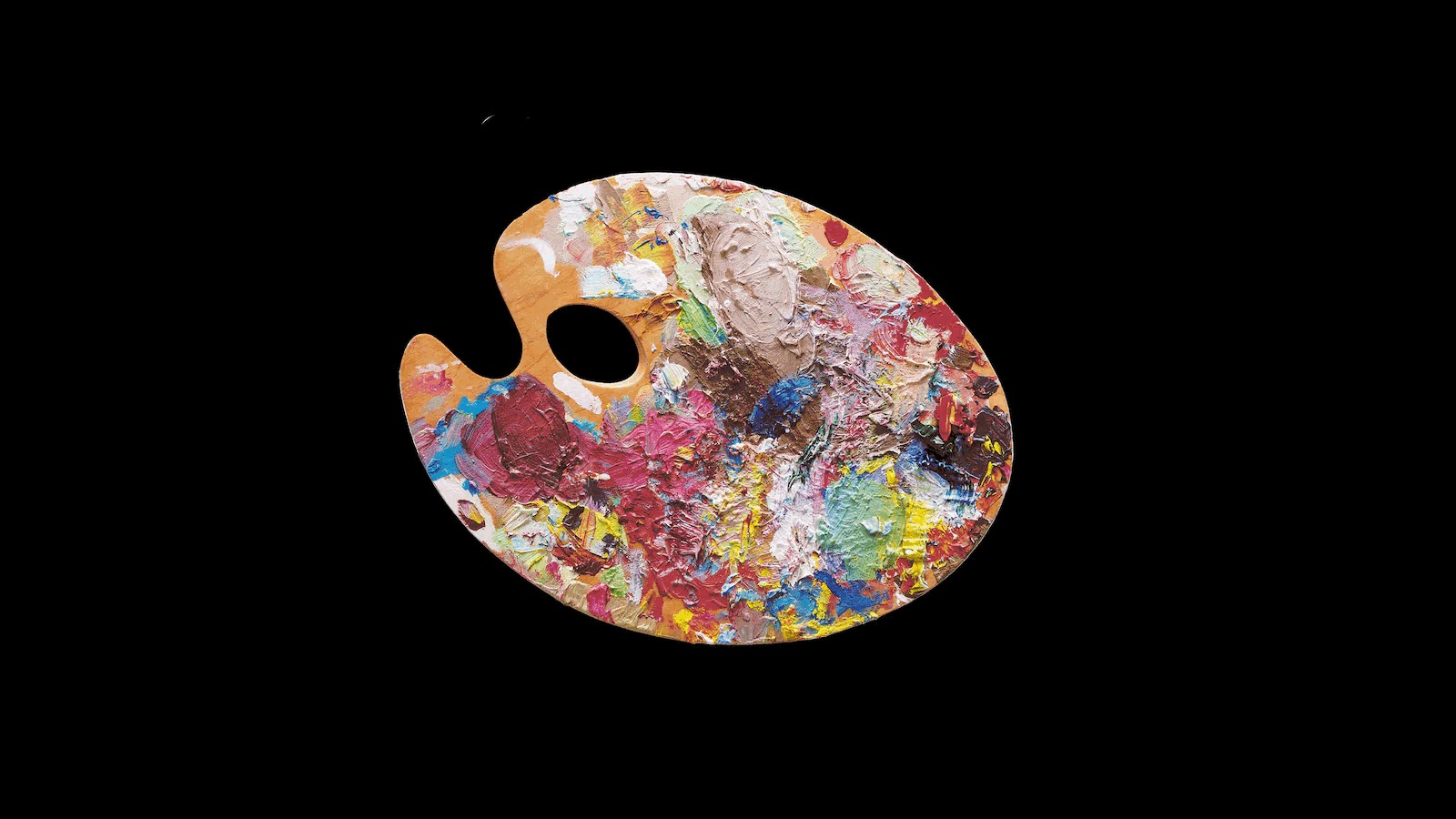 A messy paint palette that distorts and glitches