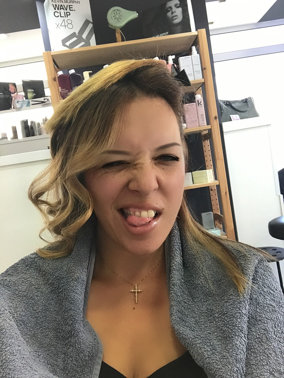 hairdresser, Andrea, pampering, hair, funny face