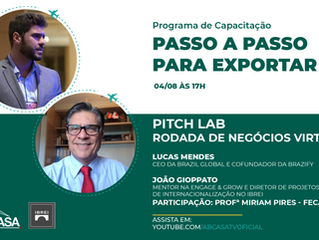 Trilha de Internacionalização e Programa de Capacitação para Exportação - Pitch Lab - Rodada de Negó