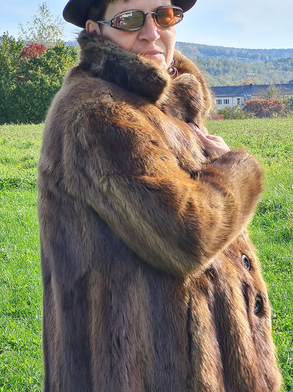 Miniaturbild: echt Pelz Jacke Damen / Winterjacke Gr. M, Handarbeit Fell, Vintage