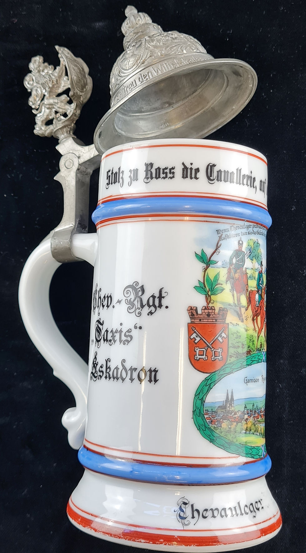 Miniaturebillede: Militaria Krug antik Chevauleger Regiment Taxis Eskadron 1912 Reservistenkrug