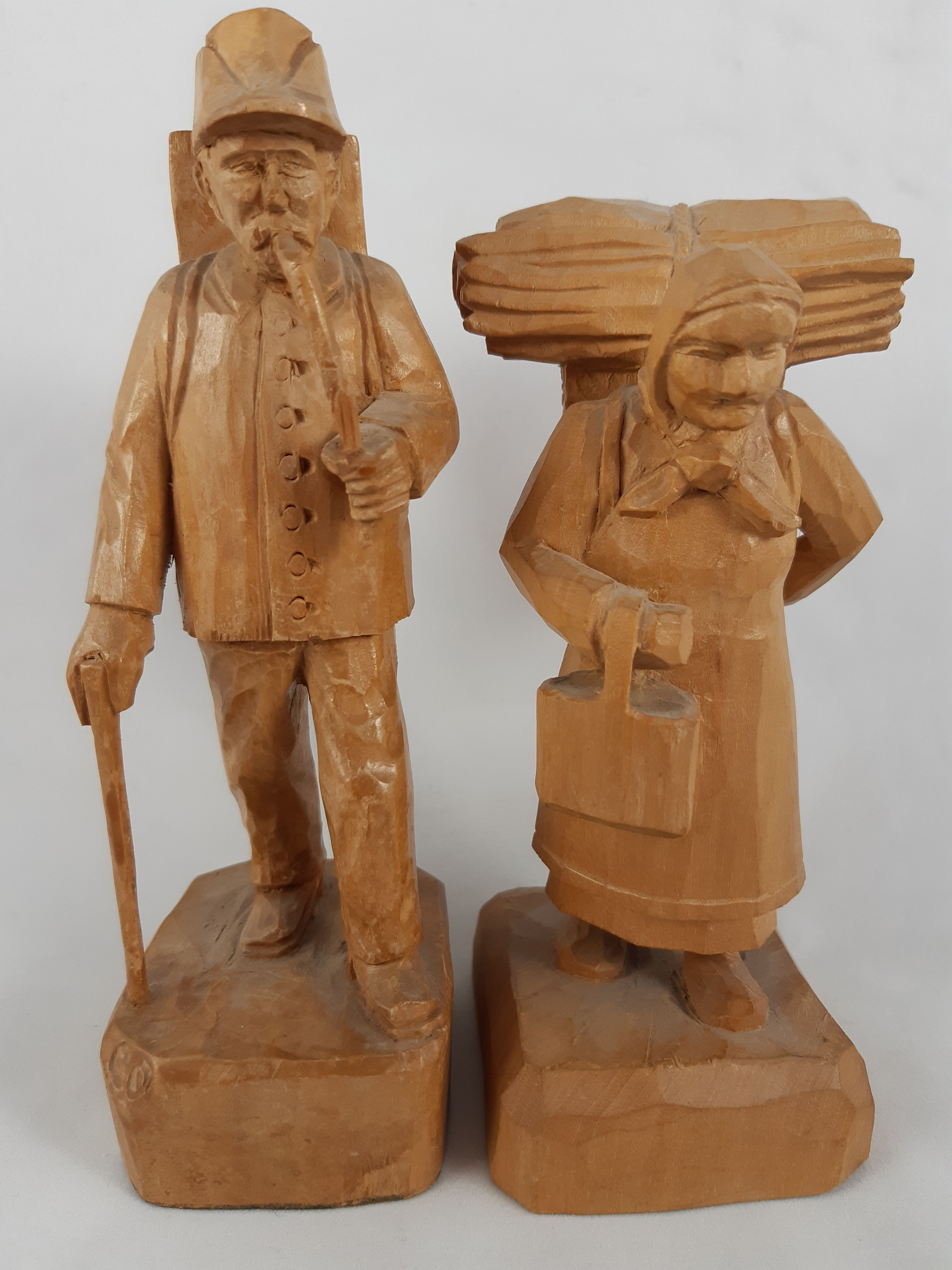 geschnitztes Paar / Holzsammler - Erzgebirge, Handarbeit, original