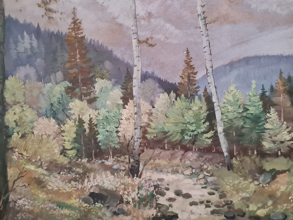 Miniaturbild: "Waldweg" original Gemälde, Monogramm GW52, gerahmt