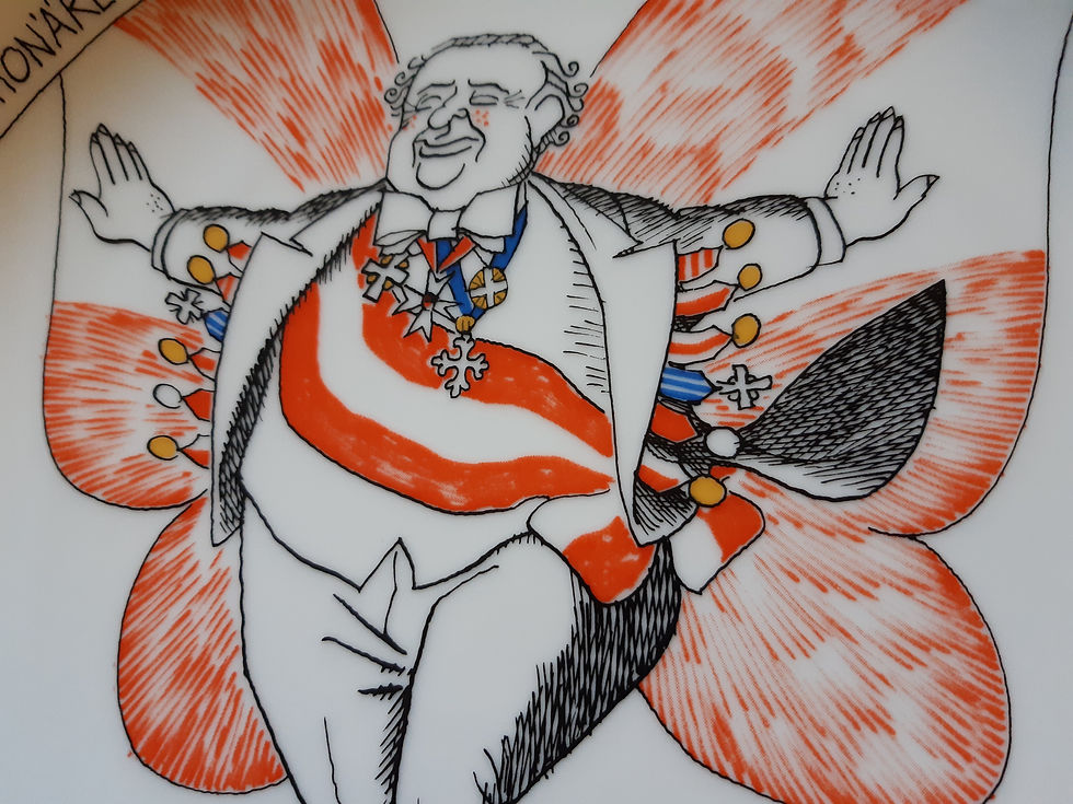 Miniature : Bruno Kreisky - Rosenthal Teller-Satire 5000/1757 von Ernst Maria Lang