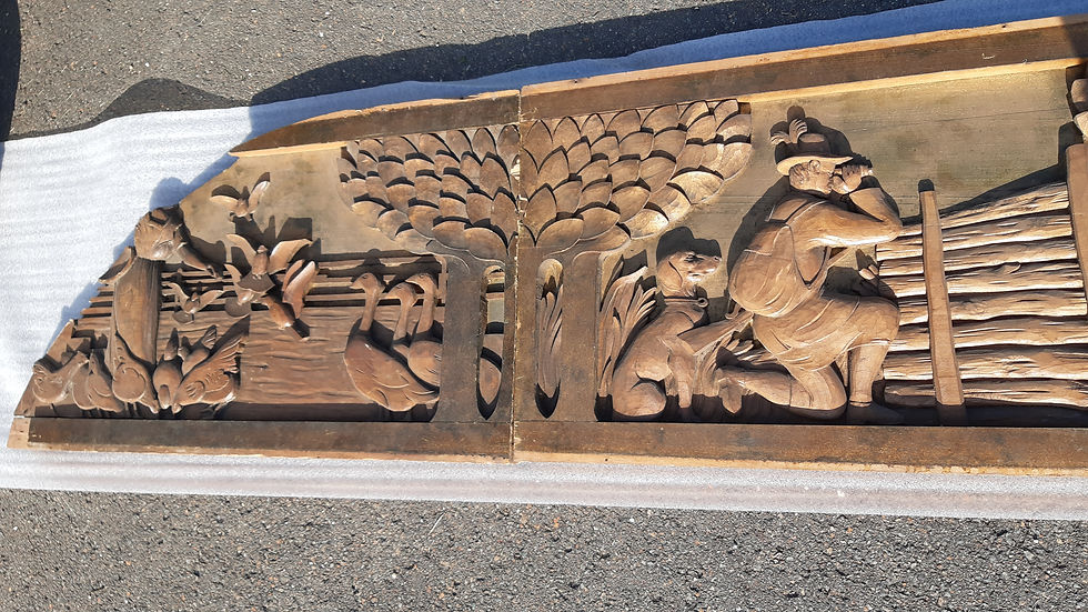 Miniaturbild: 17,10m Wandfries geschnitzt 17 Tafeln Holz Jagd Landwirtschaft