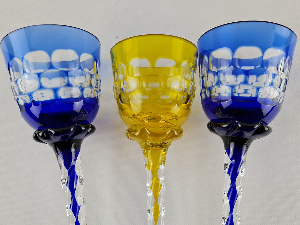 Miniaturbild: 3x Römer / blau & gelb / farbige Stiele