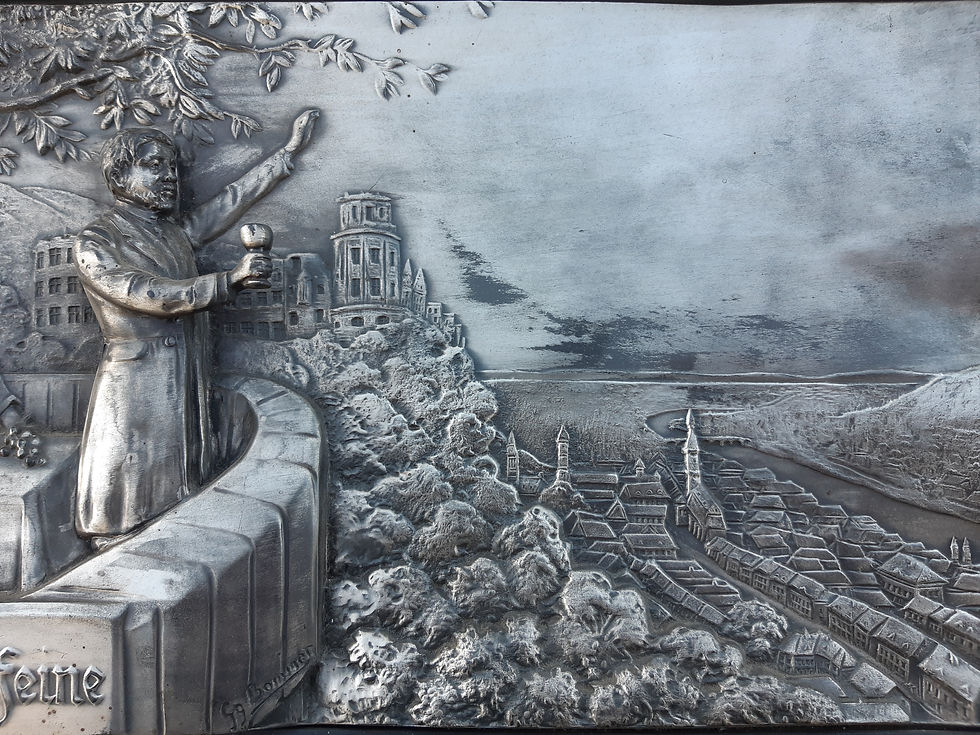 Thumbnail: Alt Heidelberg du Feine - Reliefbild / Metallbild versilbert