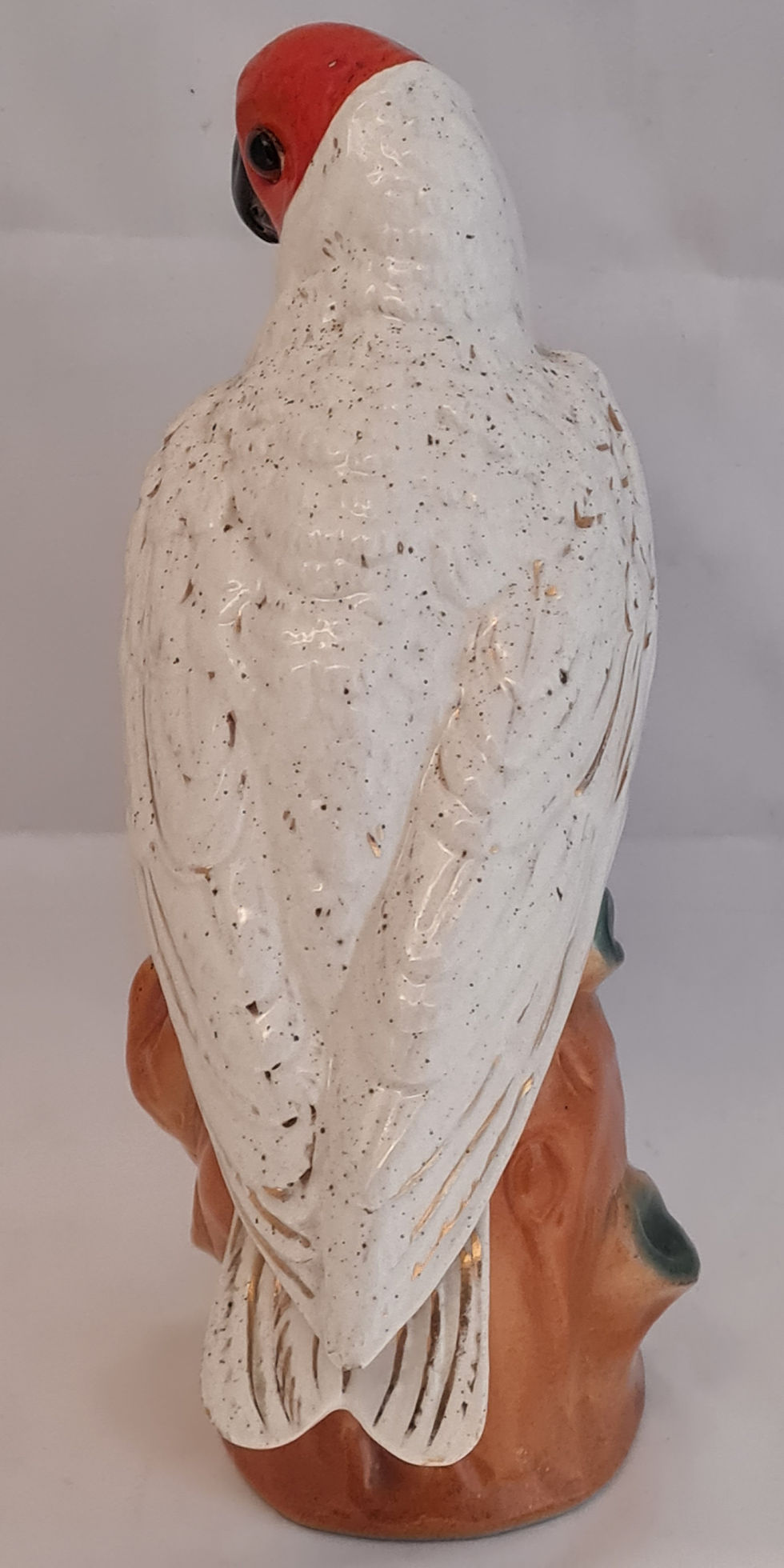 Miniature : Staffordshire Parot / Papagei, 32cm, um 1930, Keramik Statue / Figur Vogel