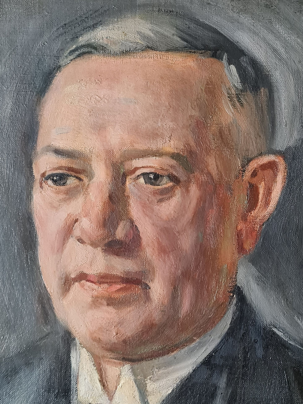 Miniature : orig. Gemälde Porträt Mann signiert R. Schönfelder Öl / Leinwand antik Nachlass