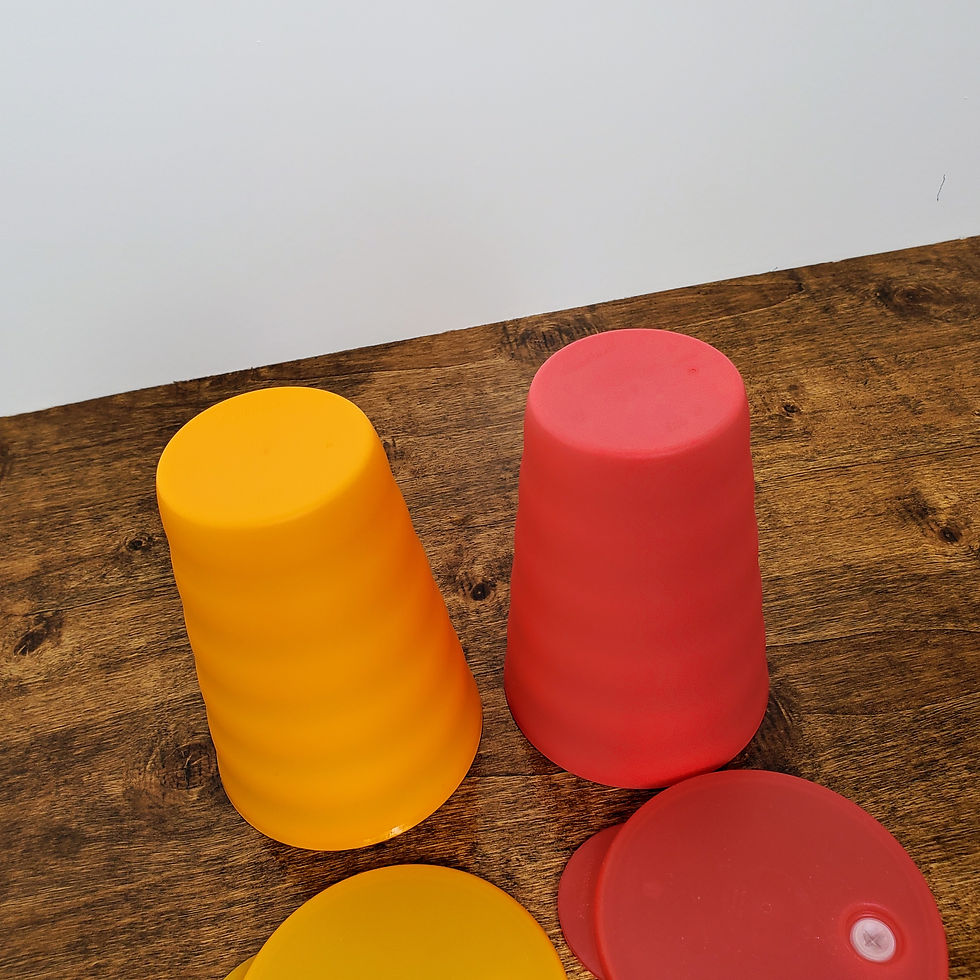 Thumbnail: Tupperware Impressions 16 oz. Tumblers 3515 Brand NEW Red Orange Stackable With