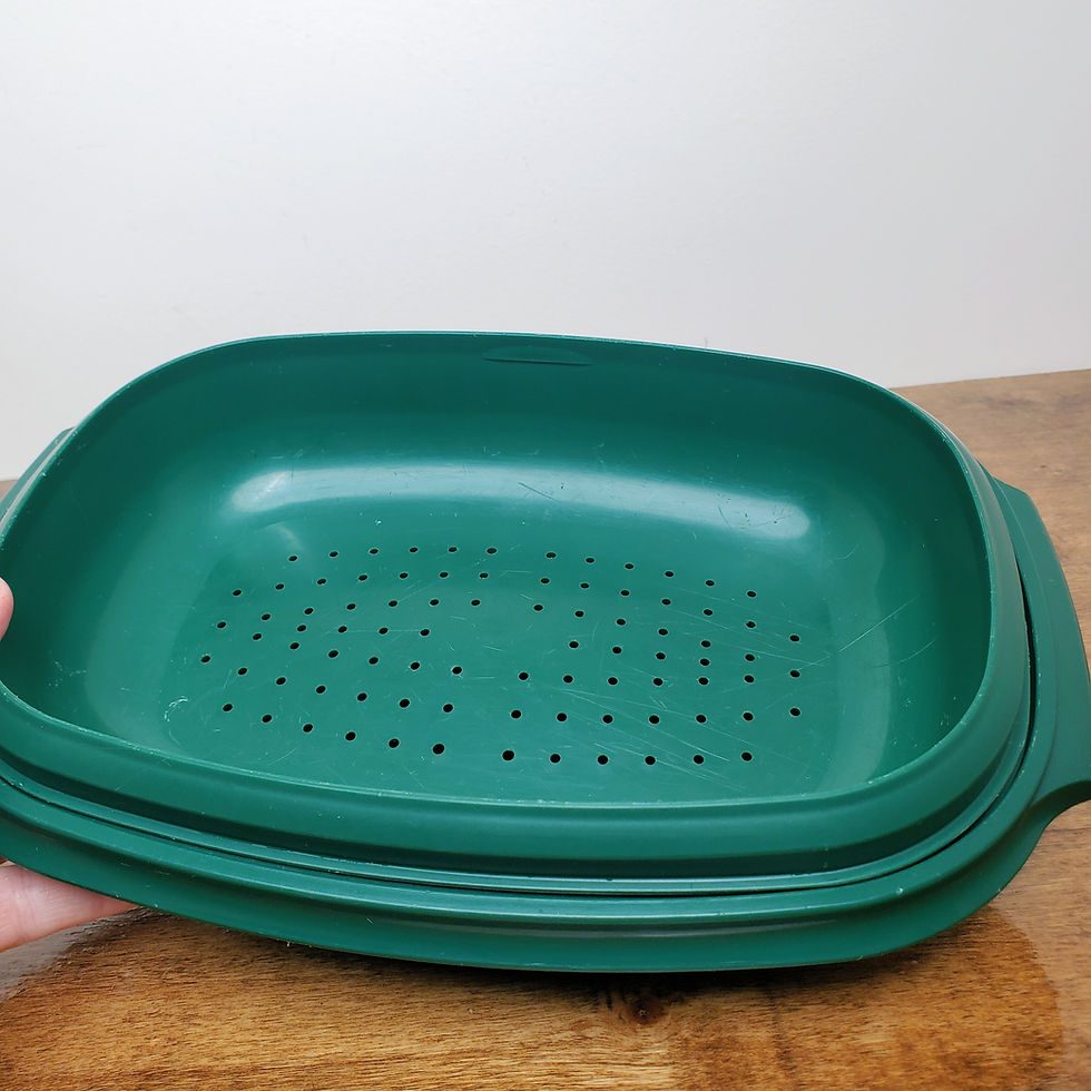 Thumbnail: Vintage Tupperware Microwave Steamer 1273 1274 1275 Green White 3 Pc Set