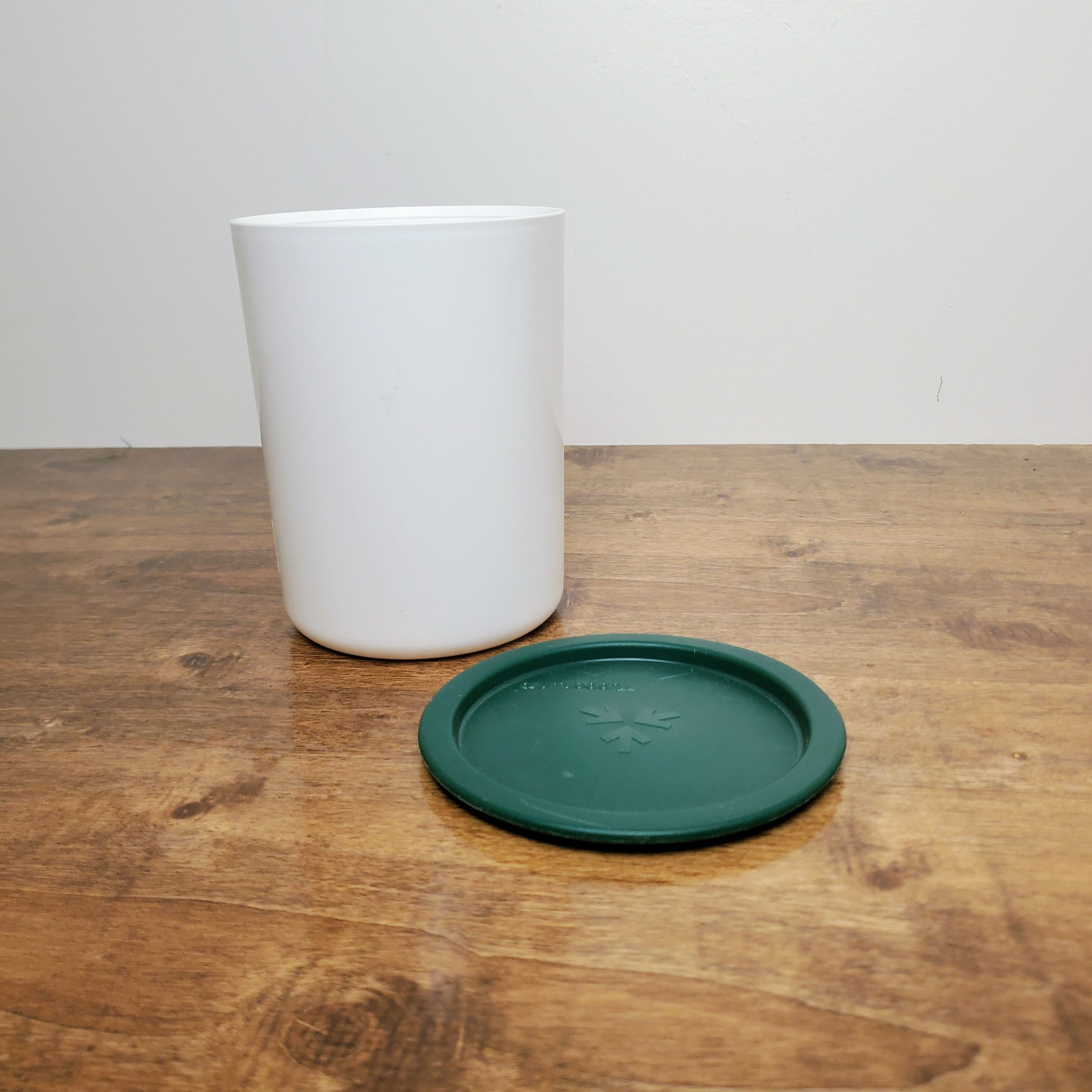 Vintage Tupperware One Touch Nesting Canister Size A 2422 White Green Lid