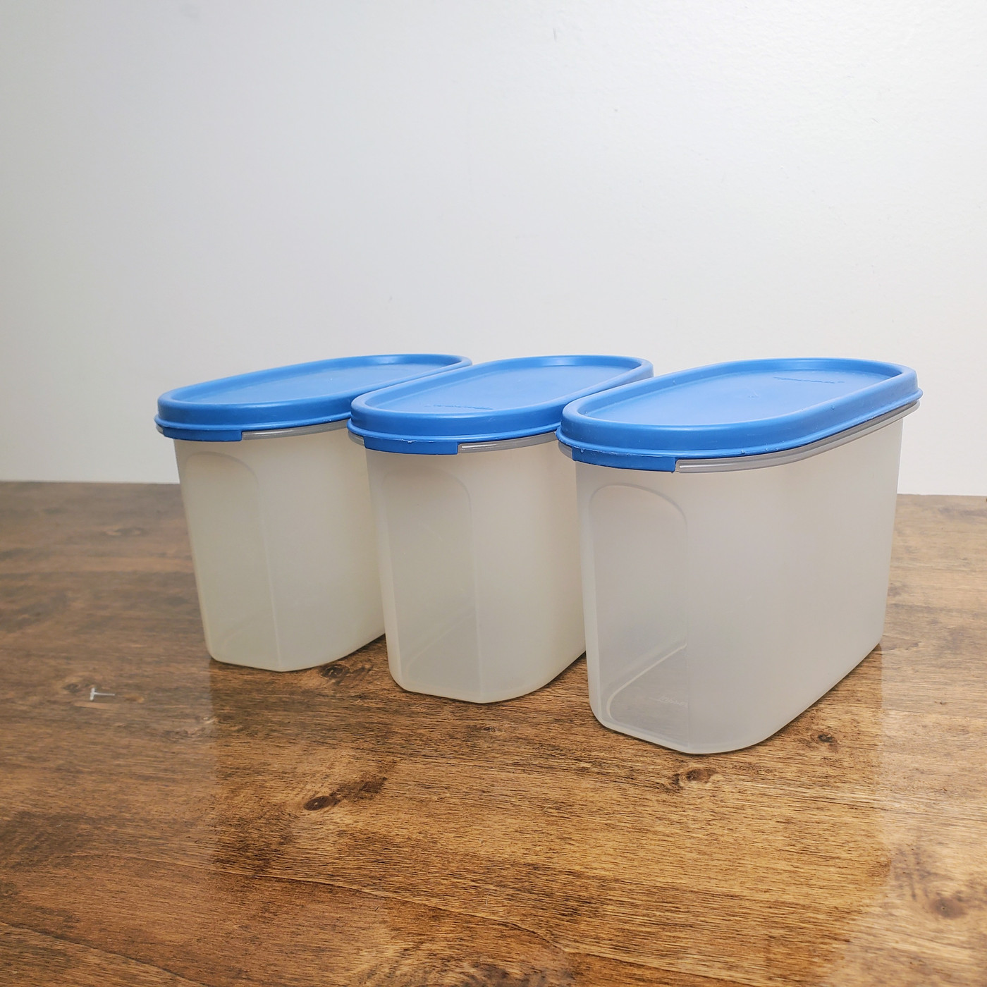 Vintage Tupperware Modular Mates Oval Containers with Blue Lids Set of 3