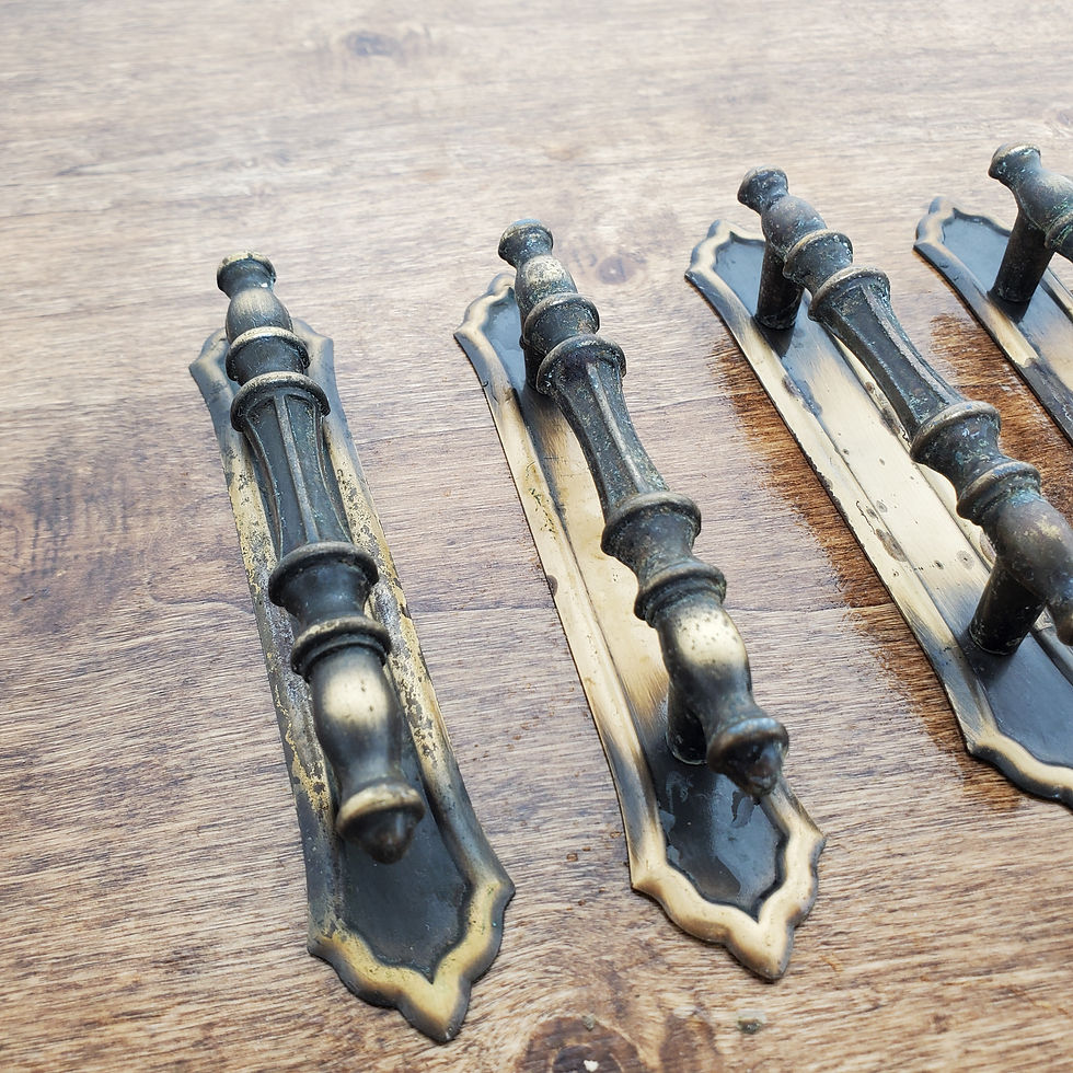 Thumbnail: Vintage Brass Drawer Pull Handles Set of 5 Cabinet Cupboard Replacement Hardware Parts