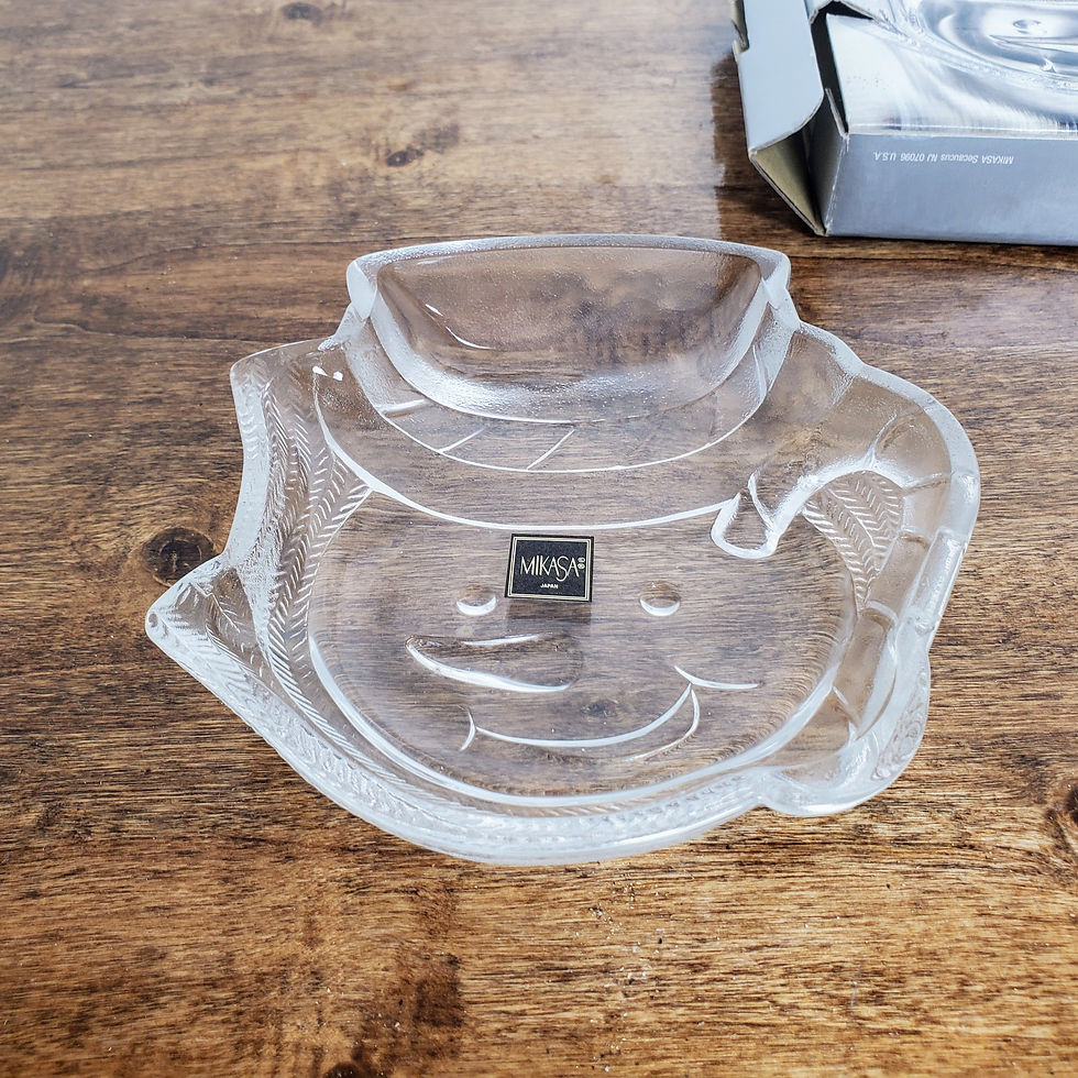 Mikasa Snowman Frosty's Magic Glass Candy Nut Sweet Dish Christmas Holidays Box