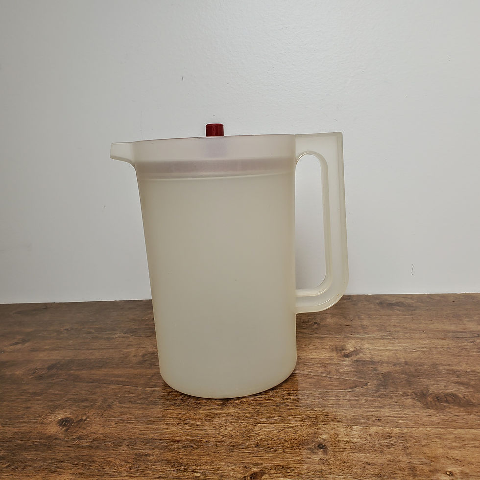 Thumbnail: Tupperware 1676 Sheer Frosted Beverage Pitcher Red Seal Push Button 2 Quart