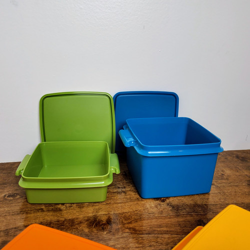 Tupperware Square Away Goody Box Stackable Lunch Container Set w